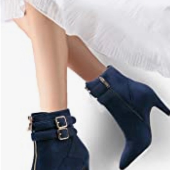 NWT Buckle Strap Ankle Booties 3 Inch Pointed Toe Zipper Heels Dress Jeans Boots - Picture 9 of 11